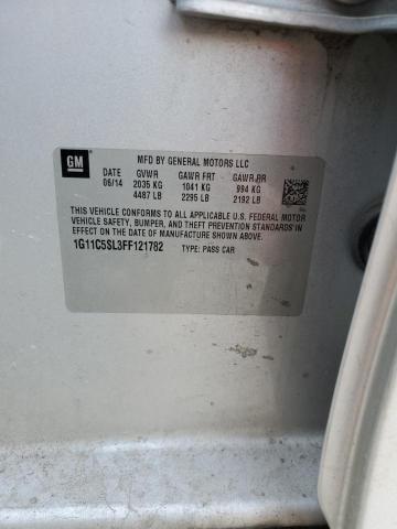 1G11C5SL3FF121782 - 2015 CHEVROLET MALIBU LT1 1LT SILVER photo 12