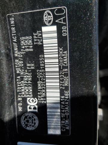 2T1KR32E25C918550 - 2005 TOYOTA COROLLA MA XR BLACK photo 12