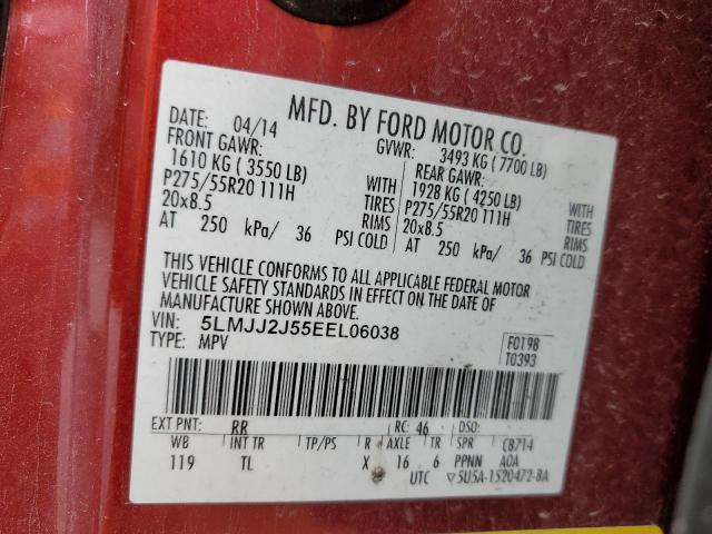 5LMJJ2J55EEL06038 - 2014 LINCOLN NAVIGATOR 勃艮第红 照片 13