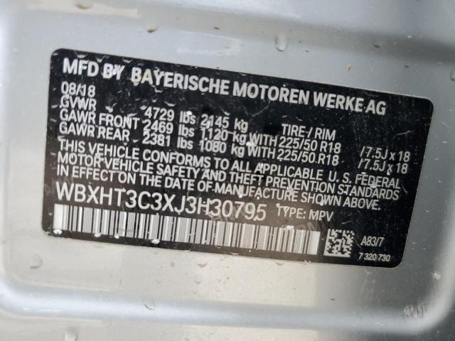 WBXHT3C3XJ3H30795 - 2018 BMW X1 XDRIVE28I SILVER photo 12