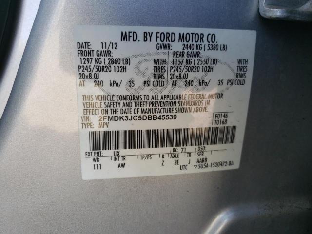 2FMDK3JC5DBB45539 - 2013 FORD EDGE SEL GRAY photo 13