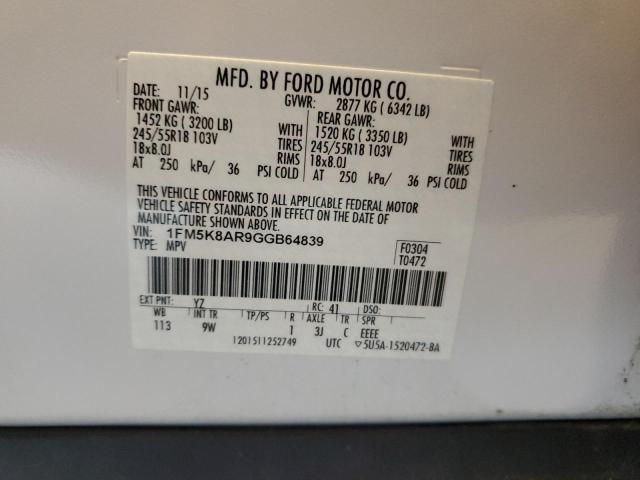 1FM5K8AR9GGB64839 - 2016 FORD EXPLORER POLICE INTERCEPTOR Ağ foto 12