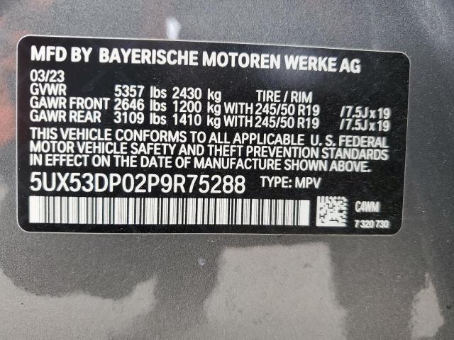 5UX53DP02P9R75288 - 2023 BMW X3 XDRIVE30I GRAY photo 14