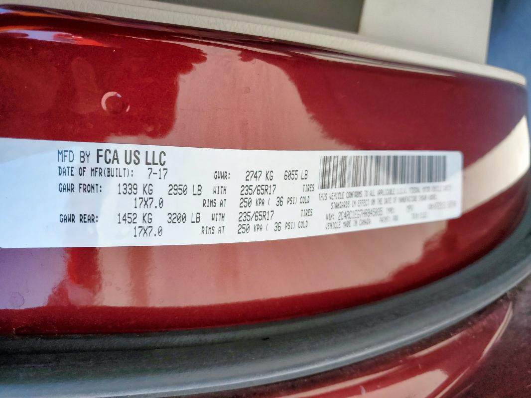 2C4RC1EG7HR845035 - 2017 CHRYSLER PACIFICA TOURING L PLUS BURGUNDY photo 13