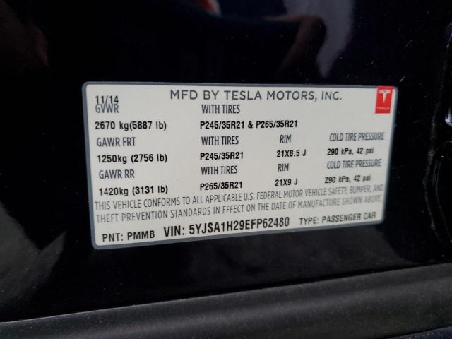 5YJSA1H29EFP62480 - 2014 TESLA MODEL S ლურჯი ფოტო 12