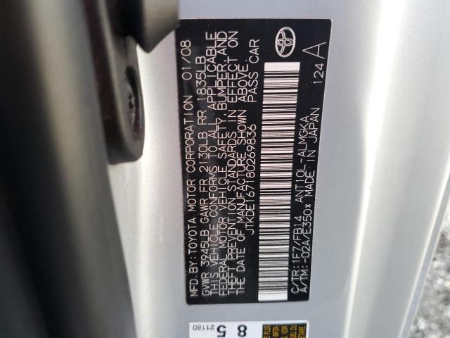 JTKDE167180269836 - 2008 TOYOTA SCION TC 银色 照片 12