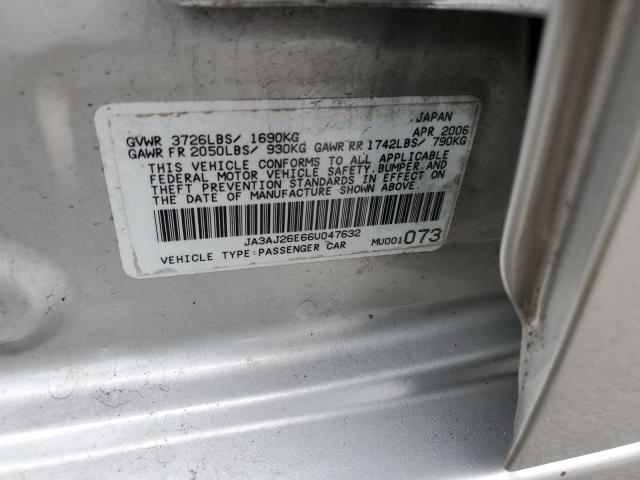 JA3AJ26E66U047632 - 2006 MITSUBISHI LANCER ES SILVER photo 12