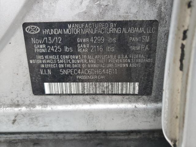 5NPEC4AC6DH644611 - 2013 HYUNDAI SONATA SE SILVER photo 12