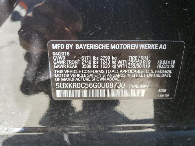 5UXKR0C56G0U08730 - 2016 BMW X5 XDRIVE35I BLACK photo 14