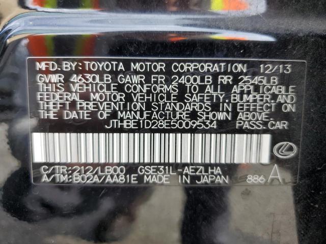 JTHBE1D28E5009534 - 2014 LEXUS IS 350 BLACK photo 12