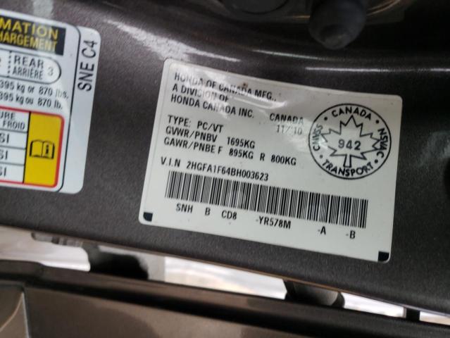 2HGFA1F64BH003623 - 2011 HONDA CIVIC LX-S 灰色 照片 13