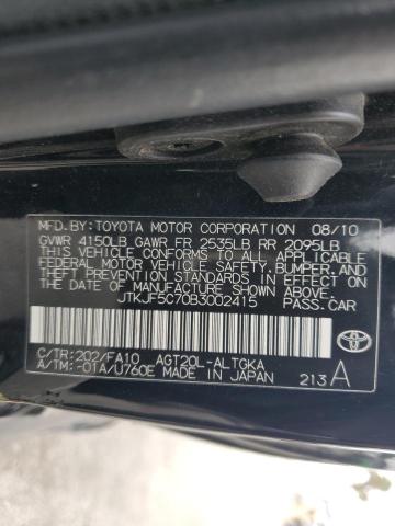 JTKJF5C70B3002415 - 2011 TOYOTA SCION TC 黑色 照片 12