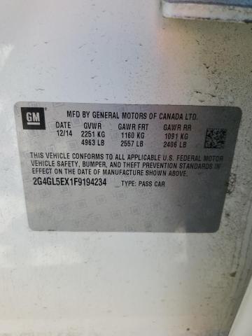 2G4GL5EX1F9194234 - 2015 BUICK REGAL 白色 照片 12