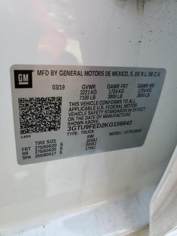 3GTU9FED2KG156643 - 2019 GMC SIERRA K1500 DENALI WHITE photo 12