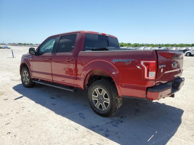 1FTEW1EG2GKE44902 - 2016 FORD F150 SUPERCREW RED photo 2