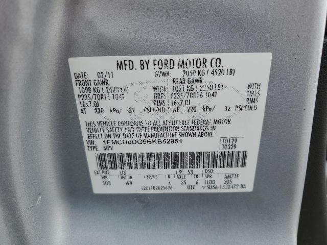 1FMCU0DG5BKB52951 - 2011 FORD ESCAPE XLT SILVER photo 13