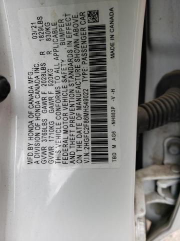 2HGFC2F86MH549022 - 2021 HONDA CIVIC SPORT 白色 照片 12
