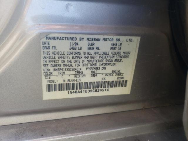 1N4BA41E35C824514 - 2005 NISSAN MAXIMA SE GOLD photo 12