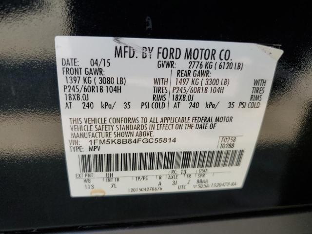 1FM5K8B84FGC55814 - 2015 FORD EXPLORER BLACK photo 13