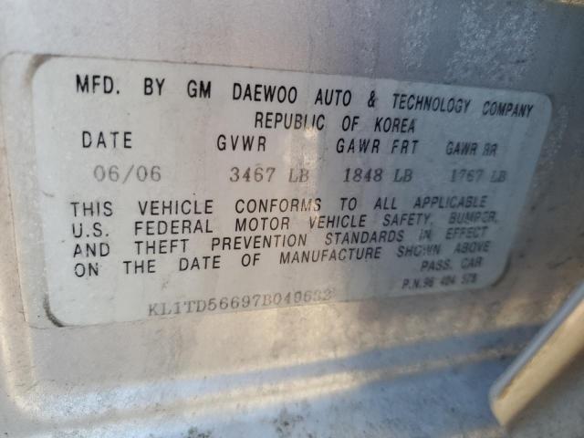 KL1TD56697B049682 - 2007 CHEVROLET AVEO BASE Gümüş foto 13