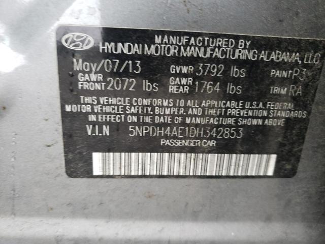 5NPDH4AE1DH342853 - 2013 HYUNDAI ELANTRA GLS GRAY photo 12