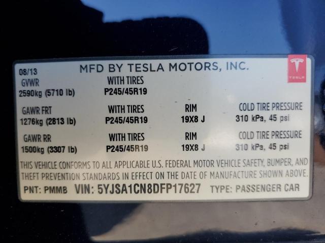 5YJSA1CN8DFP17627 - 2013 TESLA MODEL S Կապույտ լուսանկար 13