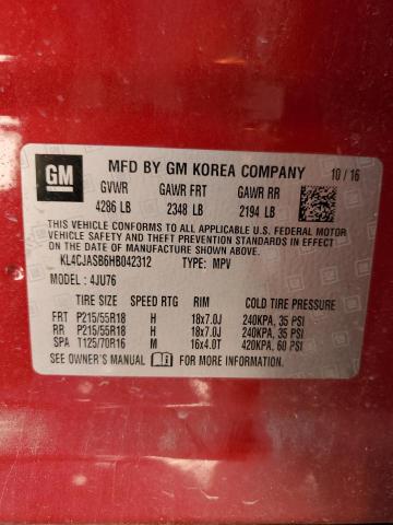 KL4CJASB6HB042312 - 2017 BUICK ENCORE PREFERRED RED photo 12