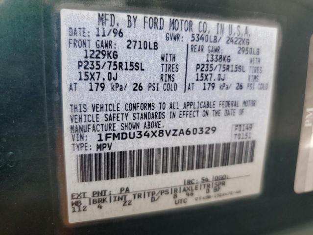 1FMDU34X8VZA60329 - 1997 FORD EXPLORER GREEN photo 12