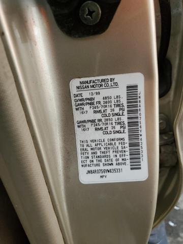 JN8AR07S6YW435331 - 2000 NISSAN PATHFINDER LE ოქროსფერი ფოტო 13