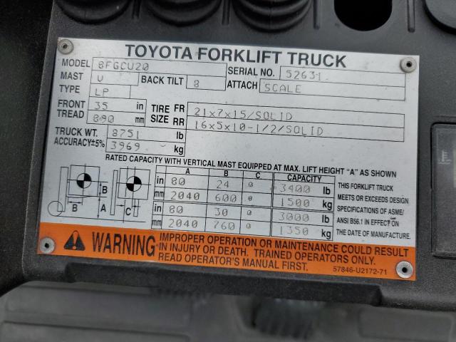 52631 - 2014 TOYOTA FORKLIFT برتقالي صورة 10