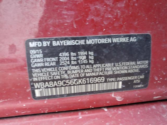 WBA8A9C56GK616969 - 2016 BMW 320 I RED photo 12