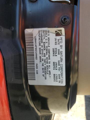 1G8AW14F94Z149462 - 2004 SATURN ION LEVEL 3 RED photo 12