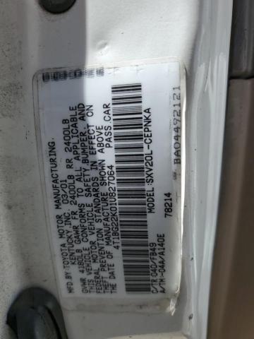 4T1BG22K01U827064 - 2001 TOYOTA CAMRY A CE WHITE photo 13