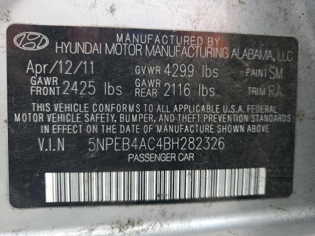 5NPEB4AC4BH282326 - 2011 HYUNDAI SONATA GLS SILVER photo 13