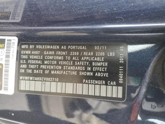 WVWFW7AHXCV002710 - 2012 VOLKSWAGEN EOS LUX BLUE photo 12