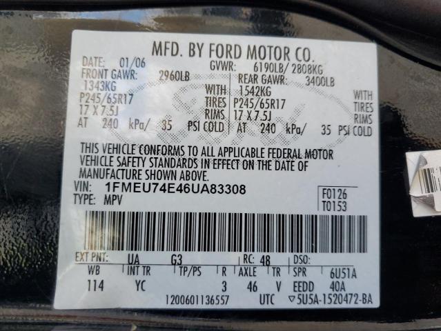 1FMEU74E46UA83308 - 2006 FORD EXPLORER EDDIE BAUER BLACK photo 14