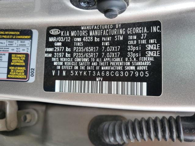 5XYKT3A68CG307905 - 2012 KIA SORENTO BASE SILVER photo 12