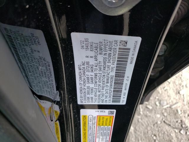 2HGFE2F5XNH582882 - 2022 HONDA CIVIC SPORT 黑色 照片 12
