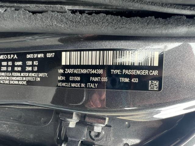 ZARFAEEN9H7544398 - 2017 ALFA ROMEO GIULIA TI Q4 GRAY photo 10