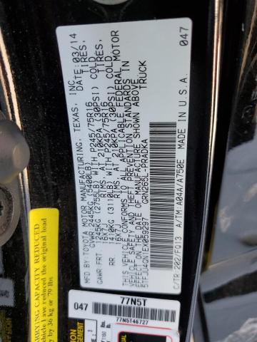 5TFJU4GN1EX059297 - 2014 TOYOTA TACOMA DOUBLE CAB PRERUNNER BLACK photo 12