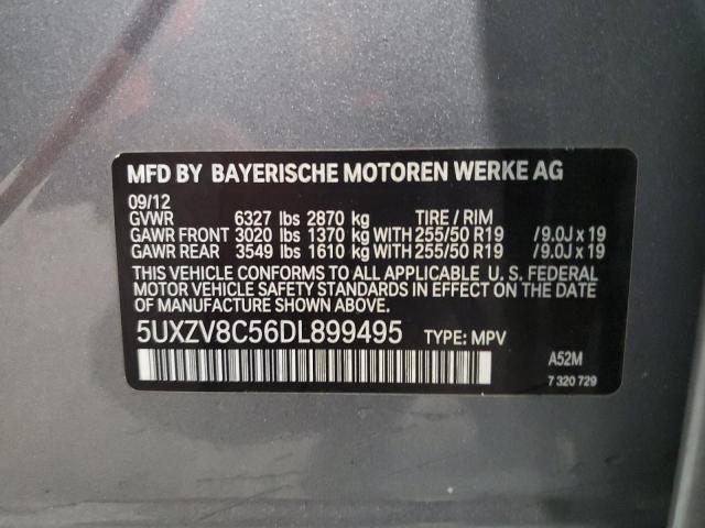 5UXZV8C56DL899495 - 2013 BMW X5 XDRIVE50I GRAY photo 12