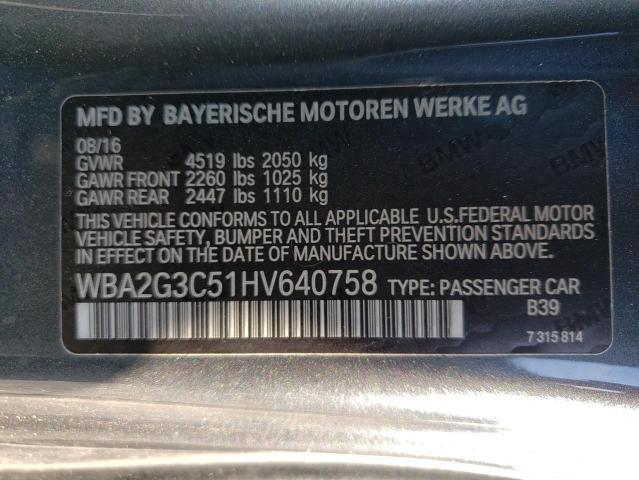 WBA2G3C51HV640758 - 2017 BMW M240XI GRAY photo 13