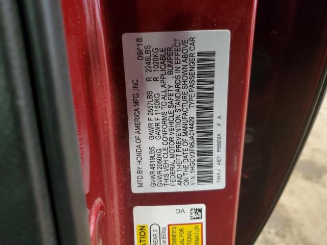 1HGCV3F95JA014429 - 2018 HONDA ACCORD TOURING HYBRID RED photo 13