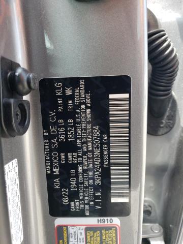 3KPA24AD3NE507884 - 2022 KIA RIO LX CHARCOAL photo 13