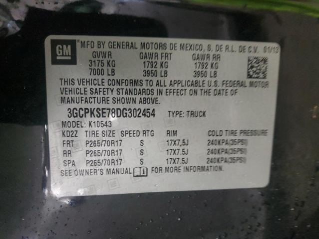 3GCPKSE78DG302454 - 2013 CHEVROLET SILVERADO K1500 LT BLACK photo 12