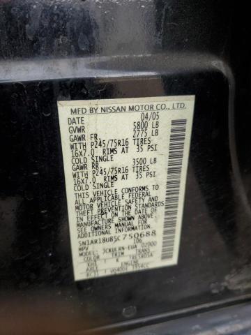 5N1AR18U85C750688 - 2005 NISSAN PATHFINDER LE შავი ფოტო 13