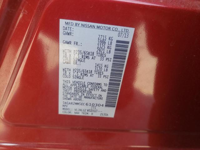 5N1AR2MM5EC610304 - 2014 NISSAN PATHFINDER S RED photo 13