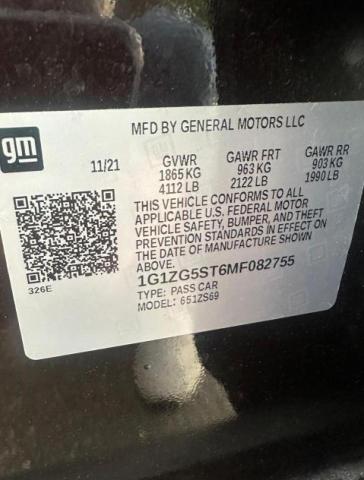 1G1ZG5ST6MF082755 - 2021 CHEVROLET MALIBU RS 勃艮第红 照片 10