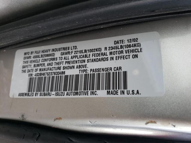4S3BH675237633486 - 2003 SUBARU LEGACY OUTBACK AWP 银色 照片 12