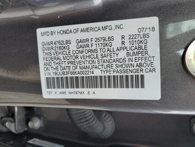 19UUB3F66KA002214 - 2019 ACURA TLX TECHNOLOGY 灰色 照片 13